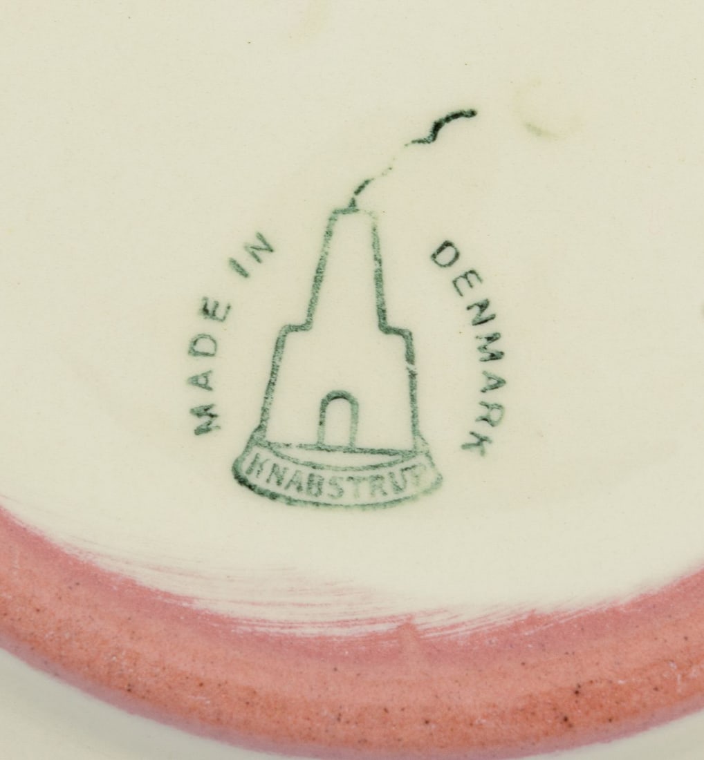 Knabstrup, Denmark. Five plates in stoneware. Decorated with satirical cartoons by Storm Petersen. - 8