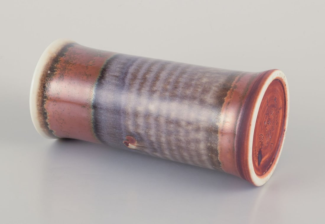 John Andersson for Höganäs, Sweden. Ceramic vase with glaze in brownish and violet tones. - 8