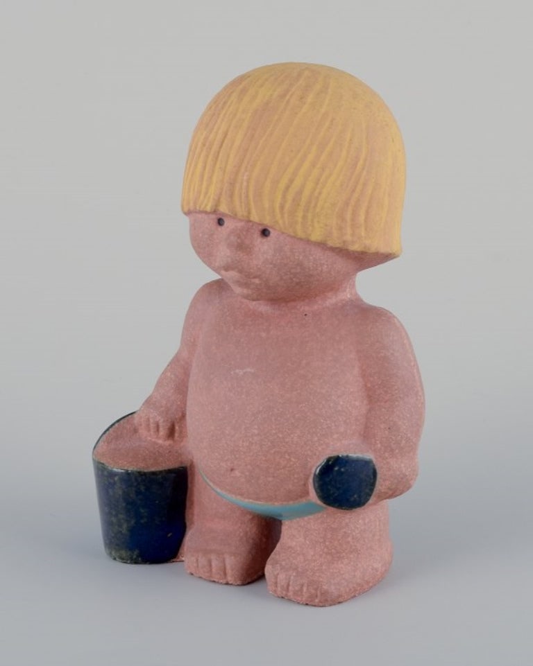 Lisa Larson for Gustavsberg. Stoneware figurine from the "Children of the World" series. Boy with a - 4