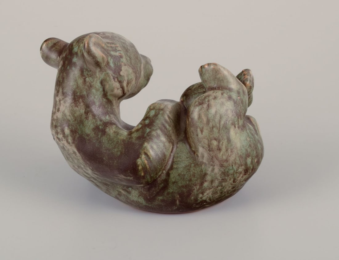 Johgus, Denmark. Ceramic figures of two bear cubs.. Approx. 1970 - 5