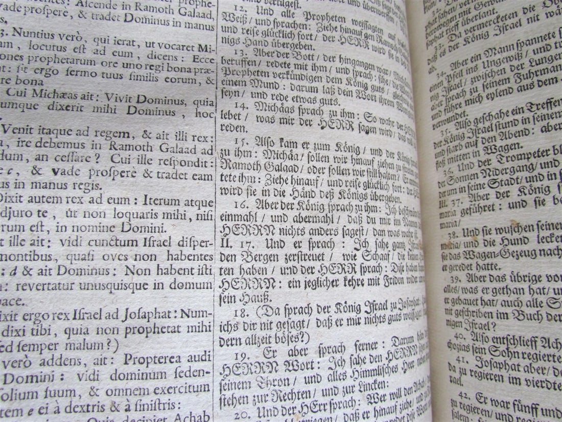 1730 BIBLE 2 volumes LATIN GERMAN BIBLIA antique HAND TOOLED PIGSKIN BOUND FOLIO - 11