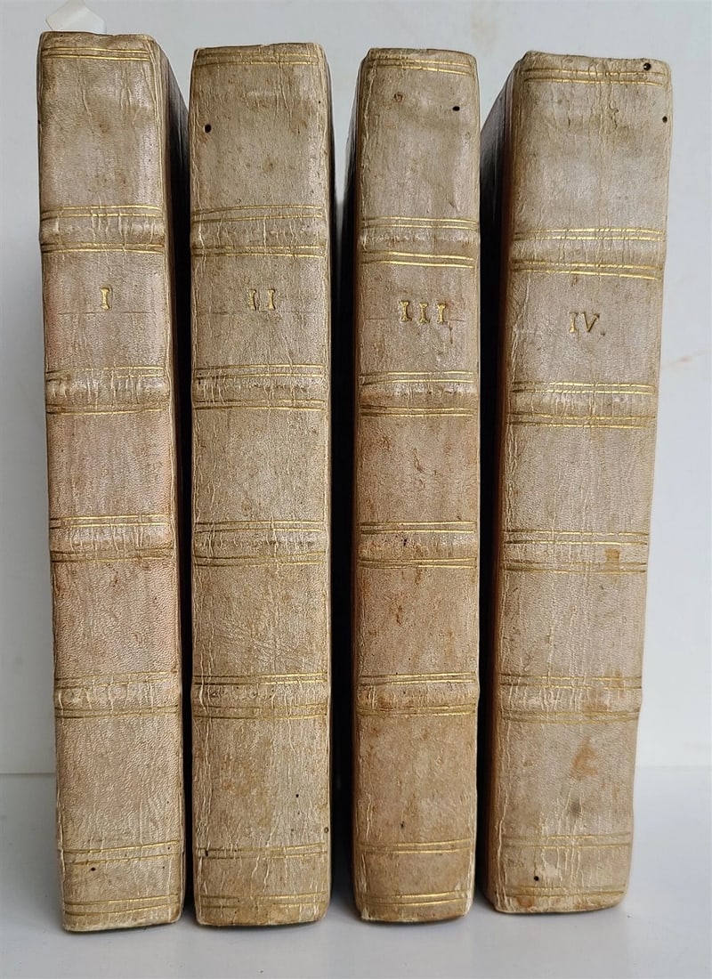 1789-92 PHILOSOPHY by J. ZIMMERMAN in DUTCH antique 4 VOLUMES illustrated: [Philosophy] Zimmermann, J.G De eenzaamheid. Naar het Hoogduitsch Amsterdam, J.Allart/ Wed.De Waal en Zoon, 1789-1792 4 volumes, complete 4 engraved plates by H. VINKELES after J. BUYS Originl uniform
