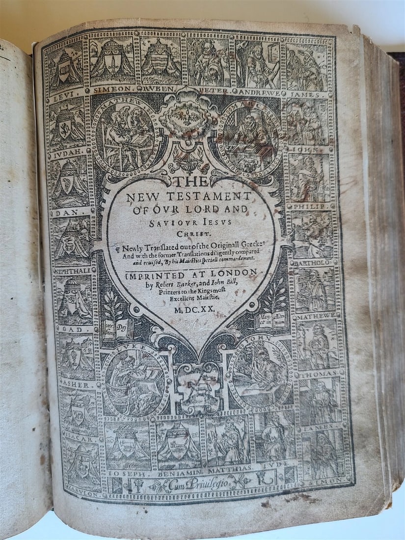 1619 - 1620 BIBLE in ENGLISH by Robert Barker & John Bill antique ILLUSTRATED (1 of 20)