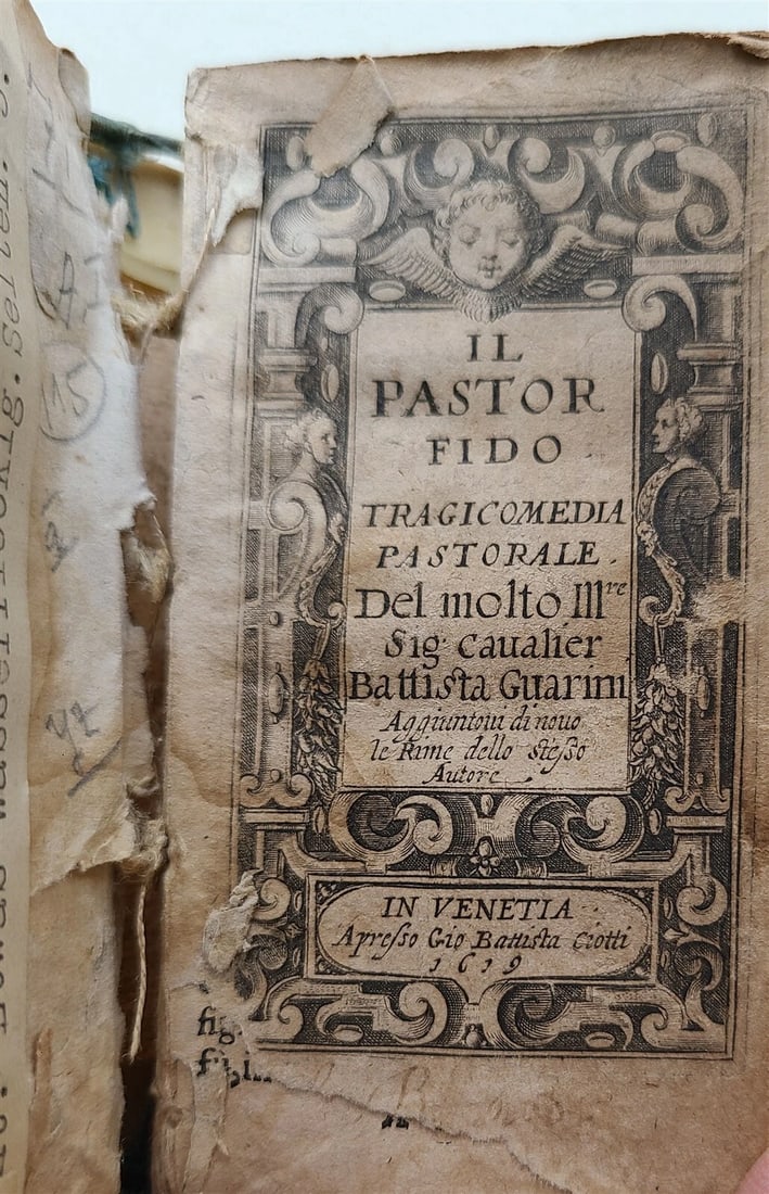 1619 IL PASTOR FIDO Tragicomedia pastorale antique VELLUM BOUND (1 of 4)