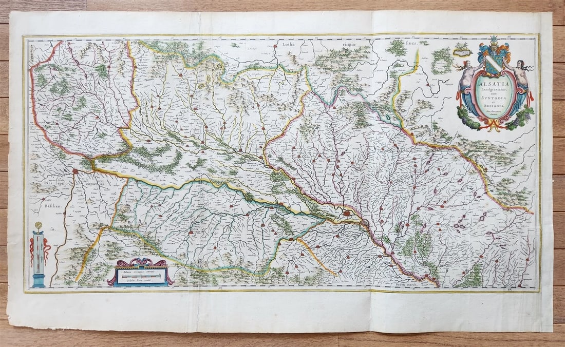 1635 ALSACE FRANCE antique MAP Alsatia Landgraviatus by MERCATOR (1 of 8)