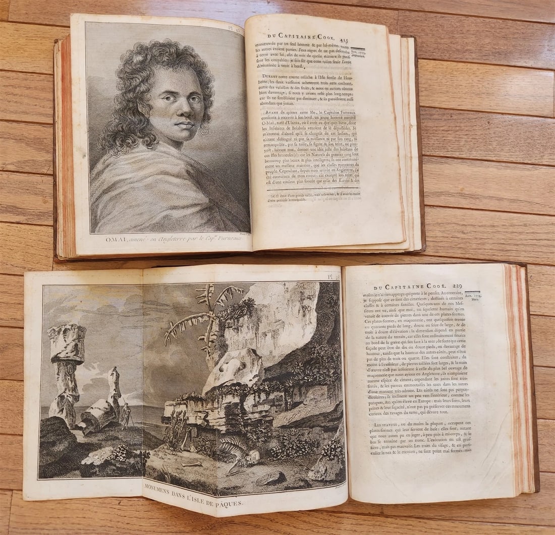1778 CAPTAIN COOK SECOND VOYAGE 5 VOLUMES antique ILLUSTRATED w/66 PLATES French - 10