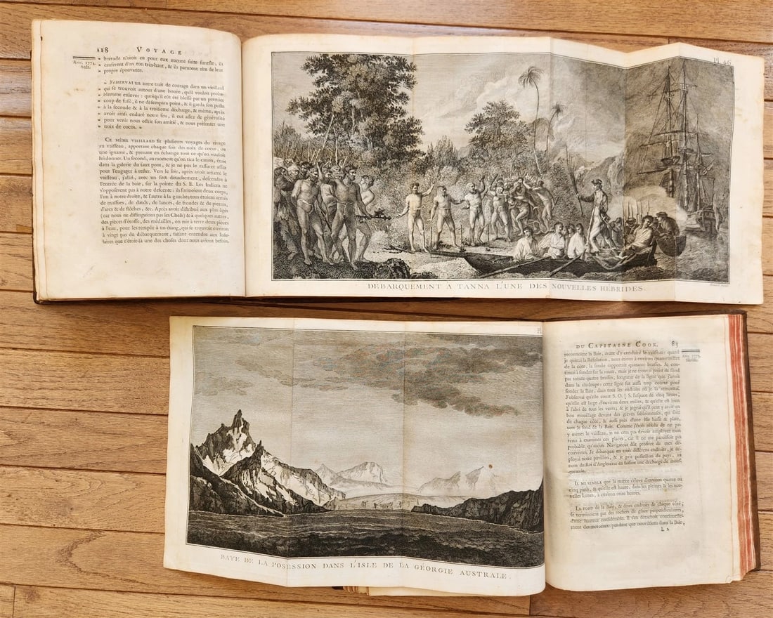 1778 CAPTAIN COOK SECOND VOYAGE 5 VOLUMES antique ILLUSTRATED w/66 PLATES French - 19