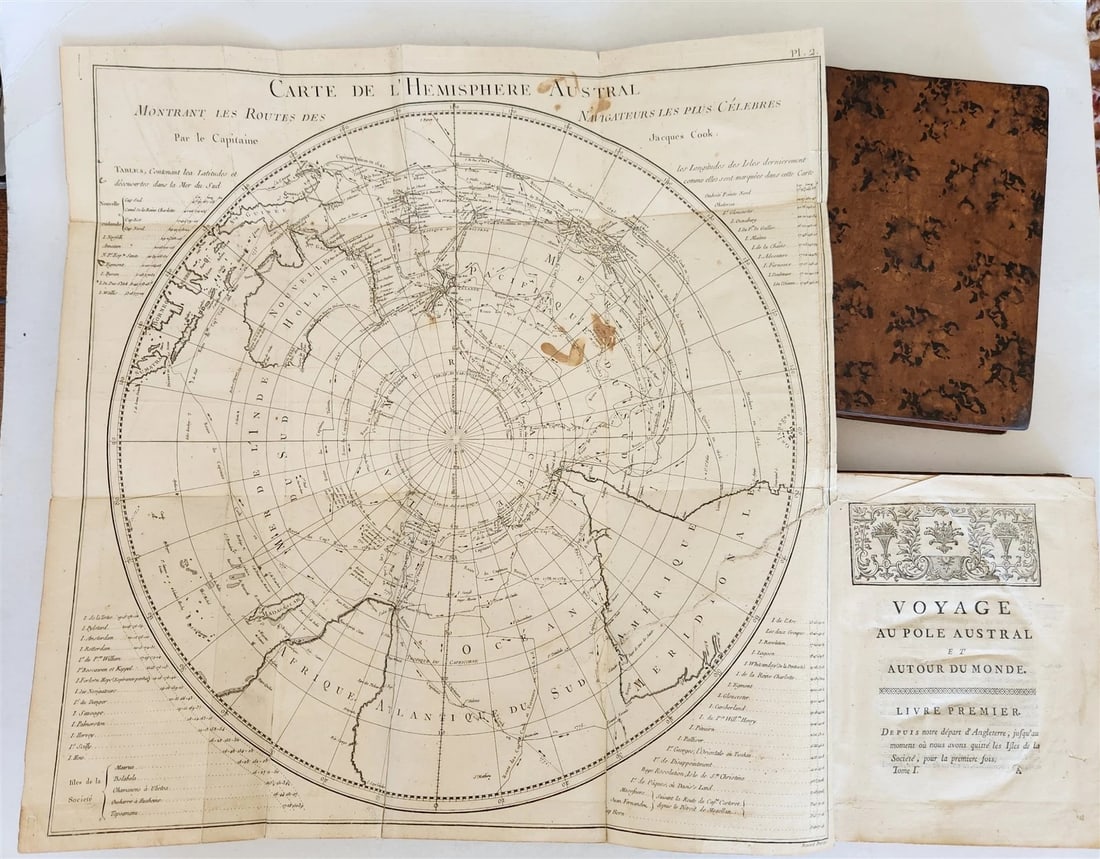 1778 CAPTAIN COOK SECOND VOYAGE 5 VOLUMES antique ILLUSTRATED w/66 PLATES French - 3