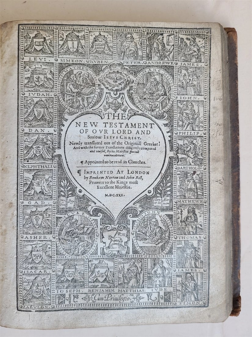 1630 BIBLE in ENGLISH Robert Barker & John Bill antique KING JAMES illustrated (1 of 20)