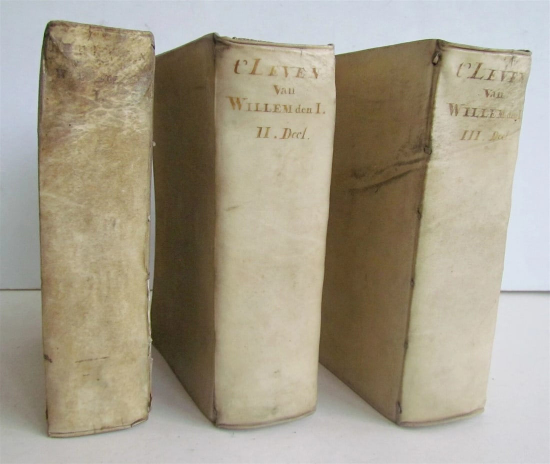 1732 3 VOLUMES HET LEVEN VAN WILLEM DE I in DUTCH VELLUM antique HOUSE of ORANGE (1 of 7)