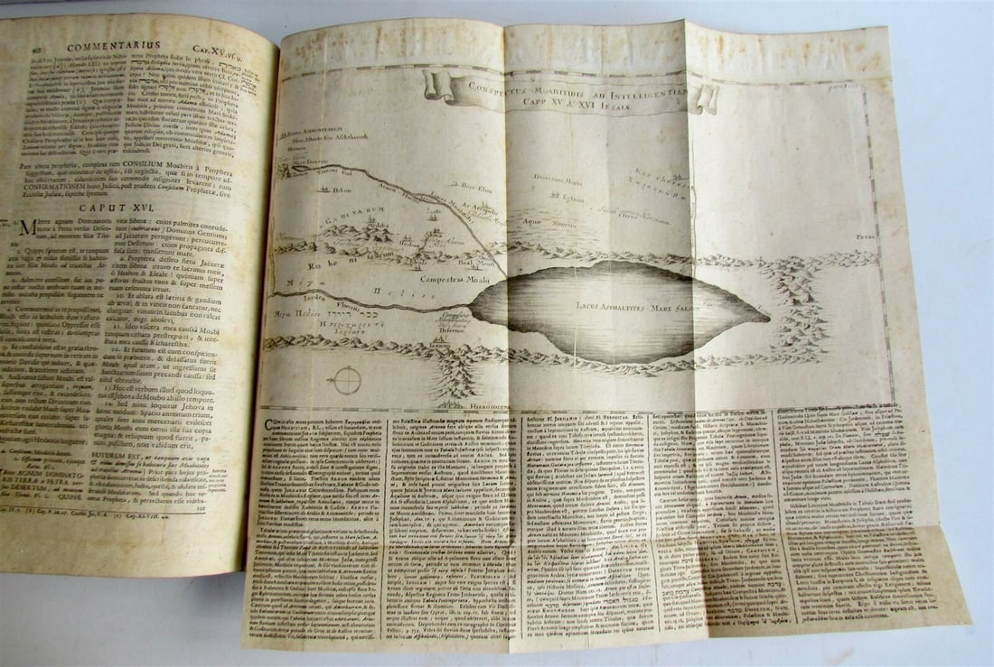 1724 2 VOLUMES Commentary on Isaiah by C.Vitringa antique FOLIOS VELLUM w/ MAP - 11