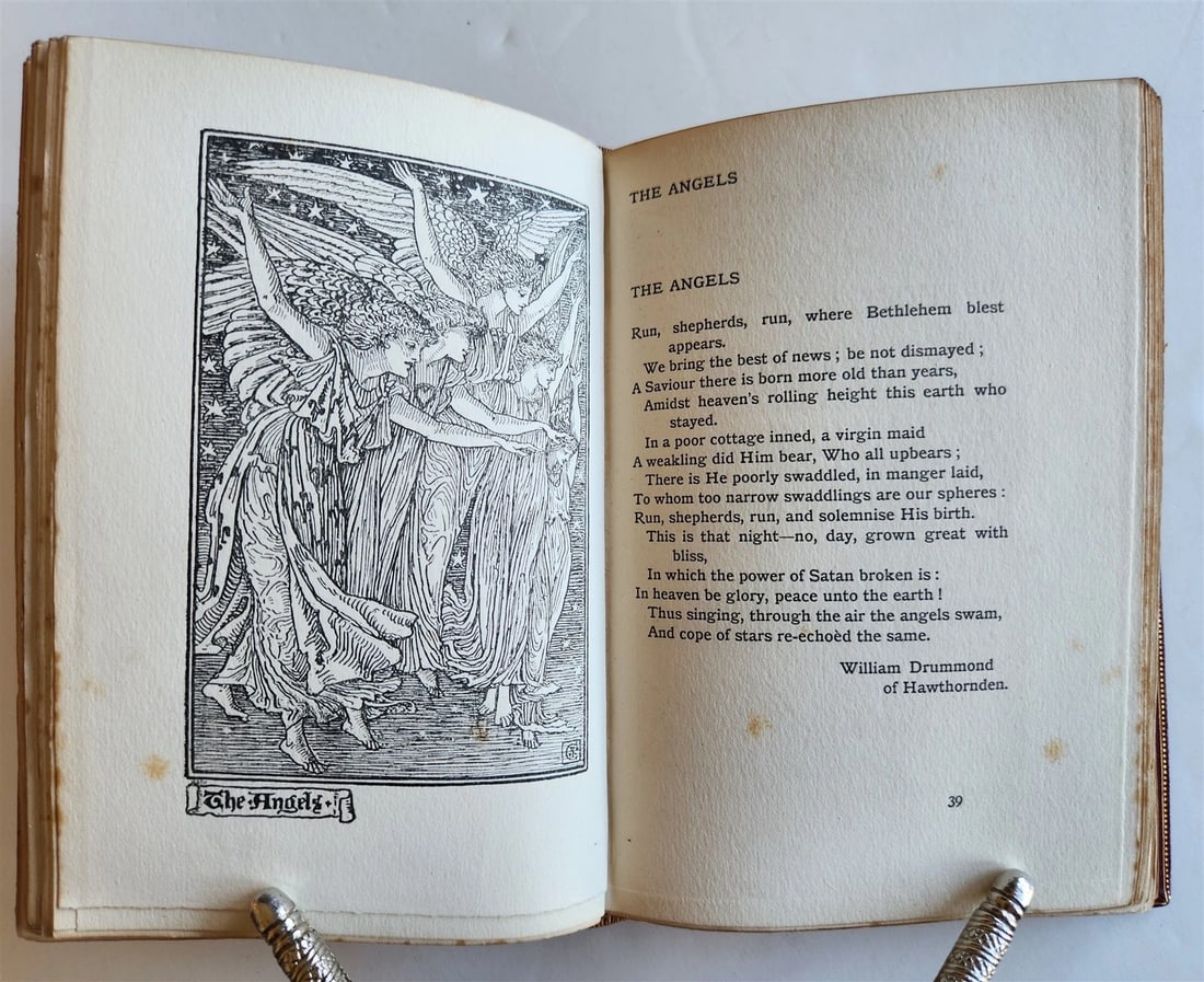 1895 BOOK of CHRISTMAS VERSE antique ILLUSTRATED by Walter Crane SIGNED BINDING - 10