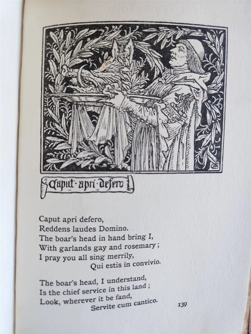 1895 BOOK of CHRISTMAS VERSE antique ILLUSTRATED by Walter Crane SIGNED BINDING - 13