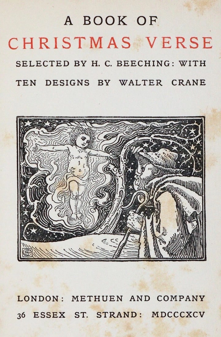 1895 BOOK of CHRISTMAS VERSE antique ILLUSTRATED by Walter Crane SIGNED BINDING - 15