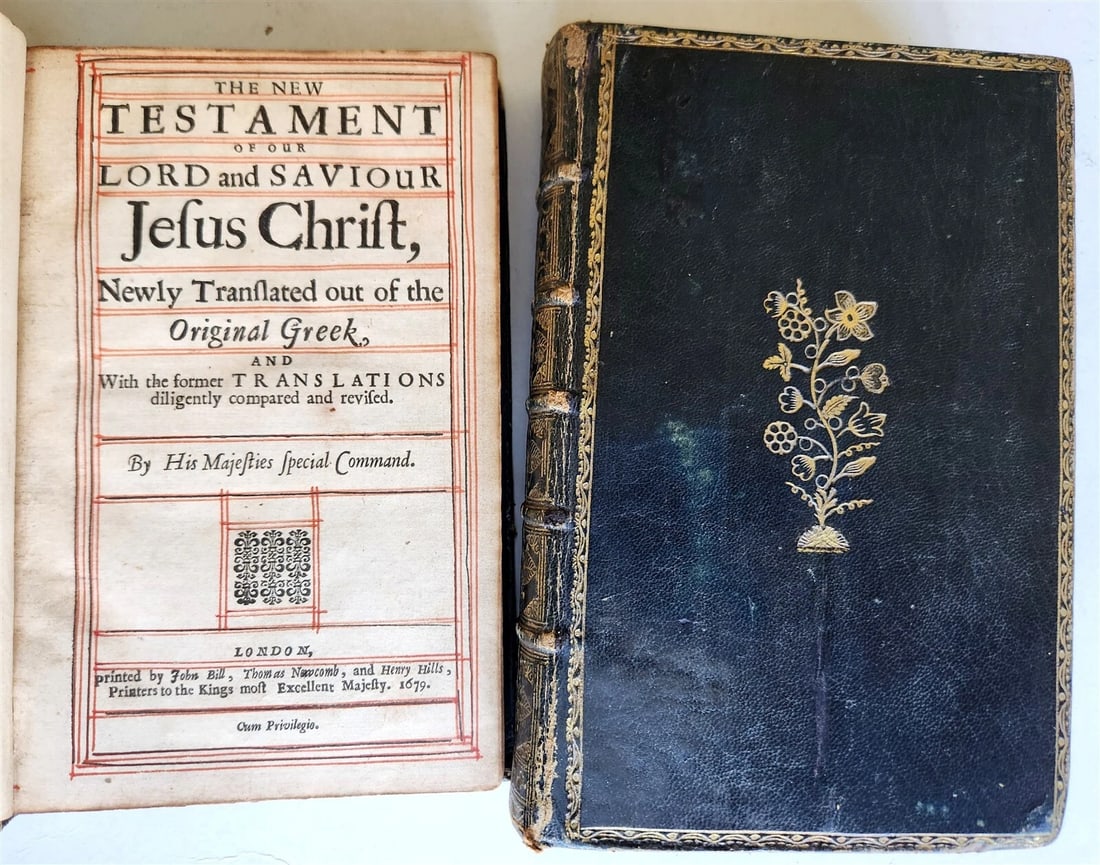 1679 BIBLE ENGLISH 2 VOLUMES antique Old & New Testament w/ Concordance & Psalms - 10