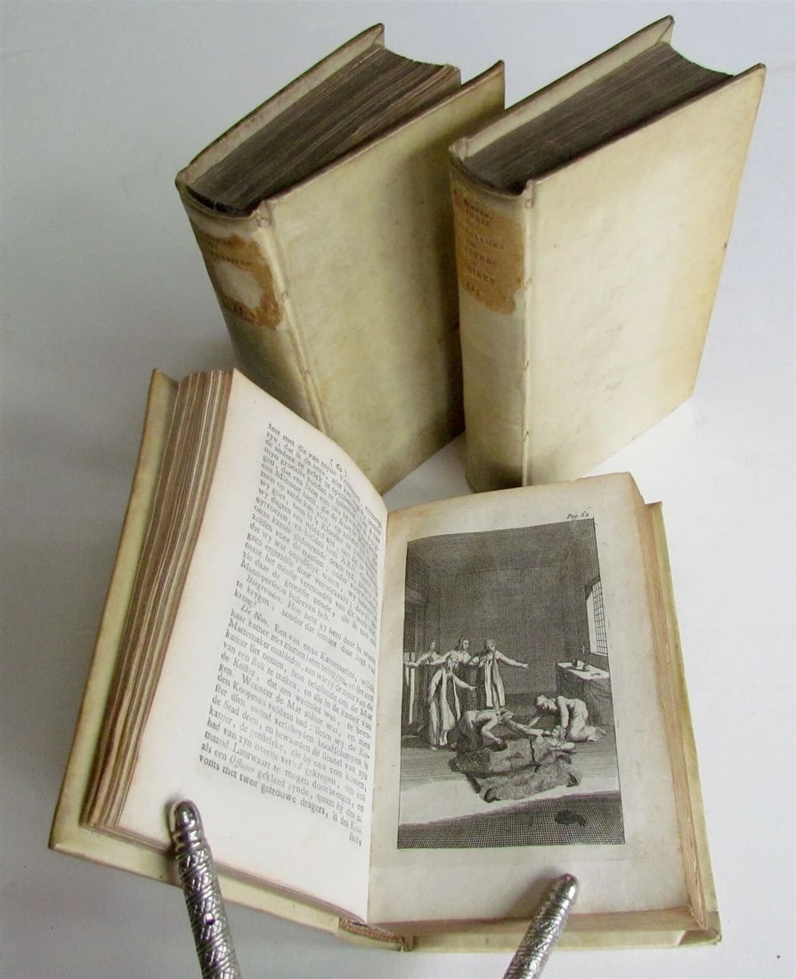 1727 3 VOLUMES FRAUDS of ROMISH MONKS & PRIESTS ANTIQUE VELLUM illustrated (1 of 10)