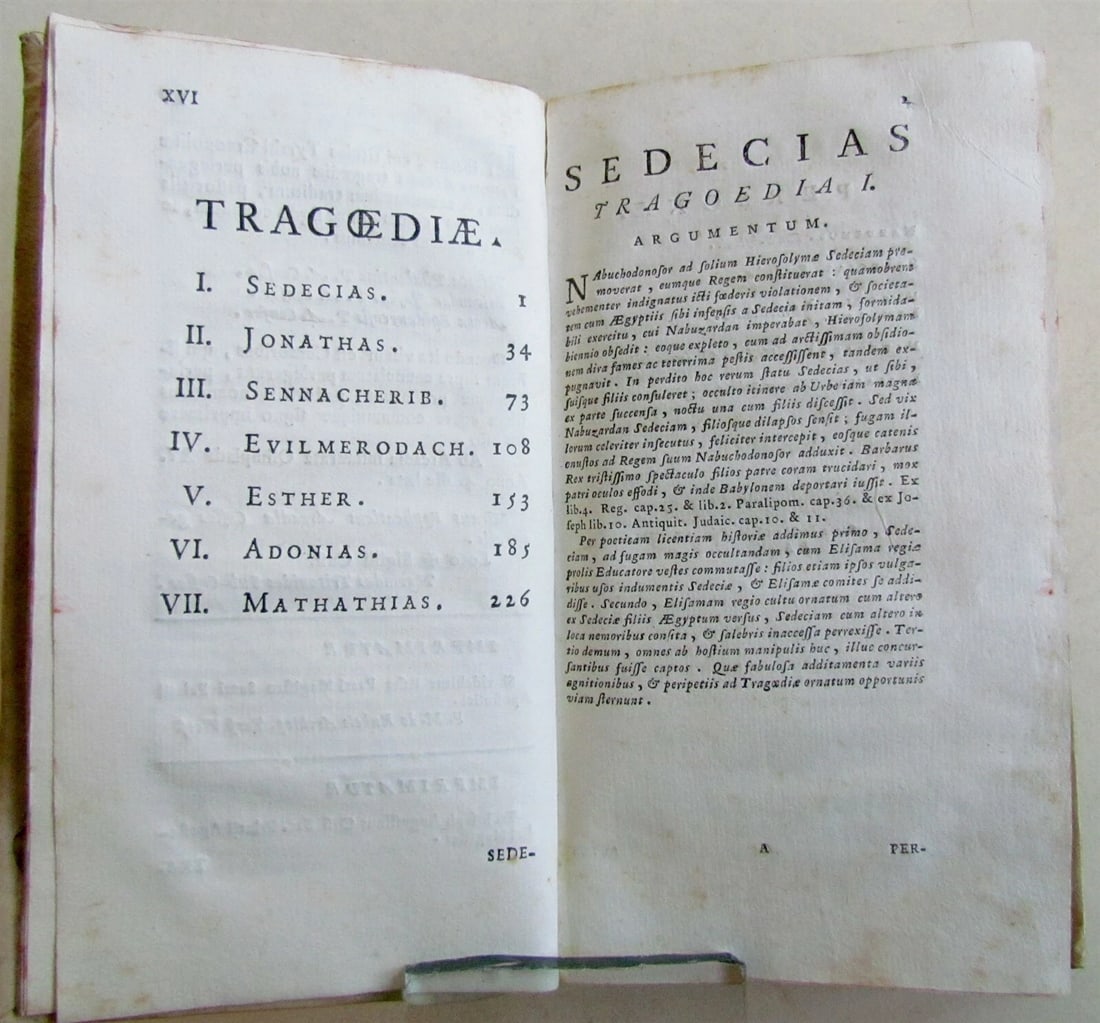 1705 Inter Arcades TYRRHI CREOPOLITAE TRAGOEDIAE J. Carpani VELLUM antique - 6