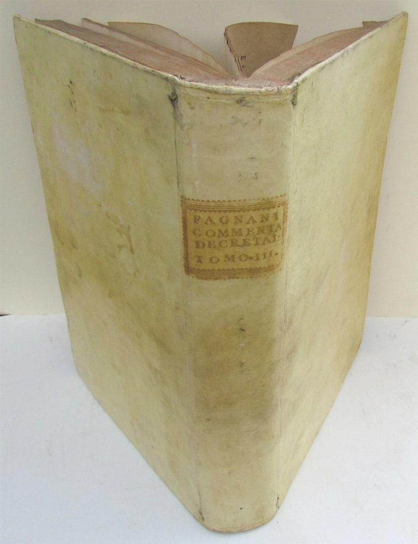 1759 VELLUM BOUND ANTIQUE FOLIO by PROSPERI FAGNANI: Cologny or Colonia Allobrogum, Italy), 1759. Folio (10 1/4 by 15") Very good condition, foxing on the pages. Ex-library. (23) Refund Policy: We will issue a FULL REFUND, 100% money back if you are