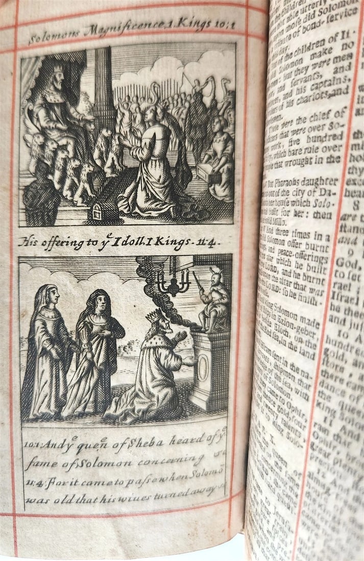1684 BIBLE in ENGLISH ILLUSTRATED w/89 PLATES 2 VOLS OLD & NEW TESTAMENT antique - 11