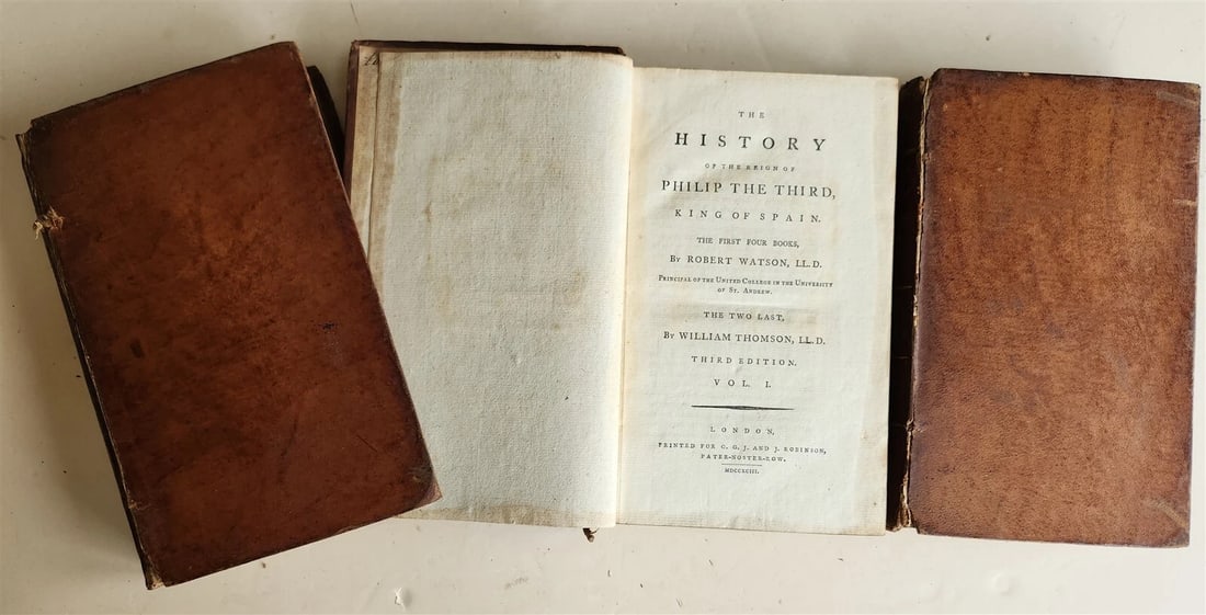 1794 HISTORY of REIGN of PHILIP THE SECOND KING of SPAIN 3 VOLUMES antique (1 of 6)