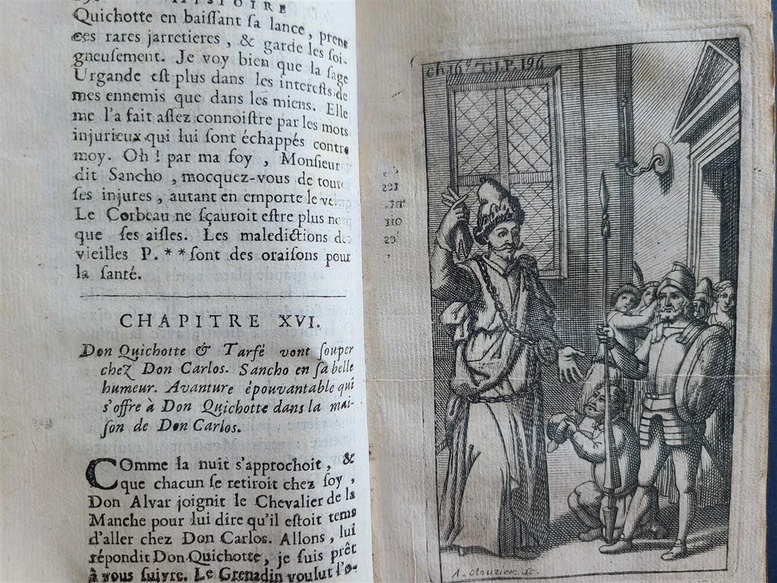 1716 DON QUIXOTE DE LA MANCHE 2 VOLS antique ILLUSTRATED RARE FRENCH EDITION - 14