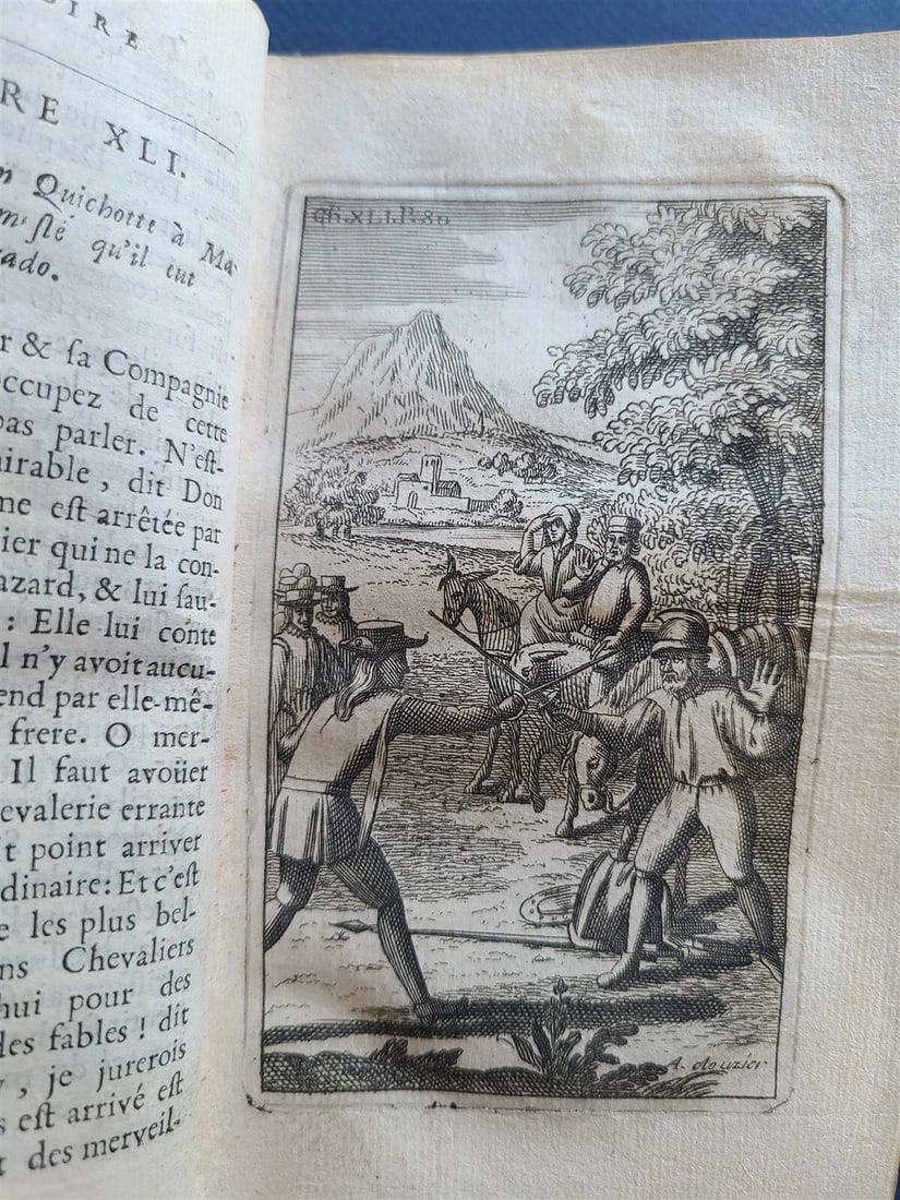 1716 DON QUIXOTE DE LA MANCHE 2 VOLS antique ILLUSTRATED RARE FRENCH EDITION - 18
