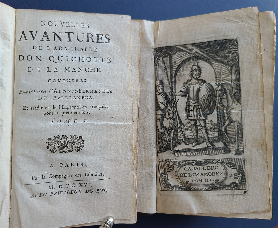 1716 DON QUIXOTE DE LA MANCHE 2 VOLS antique ILLUSTRATED RARE FRENCH EDITION (1 of 20)
