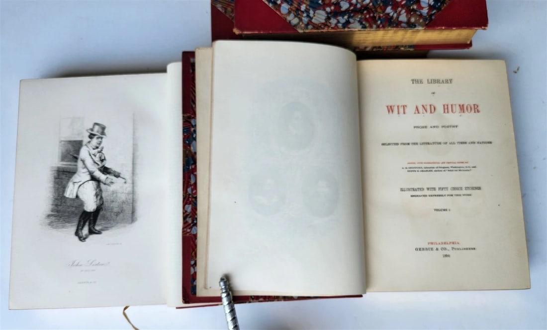 1894 The library of WIT & HUMOR prose & poetry ILLUSTRATED 5 VOLS antique SIGNED - 11