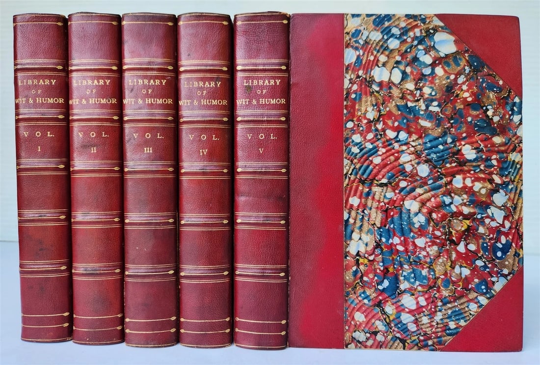 1894 The library of WIT & HUMOR prose & poetry ILLUSTRATED 5 VOLS antique SIGNED (1 of 20)