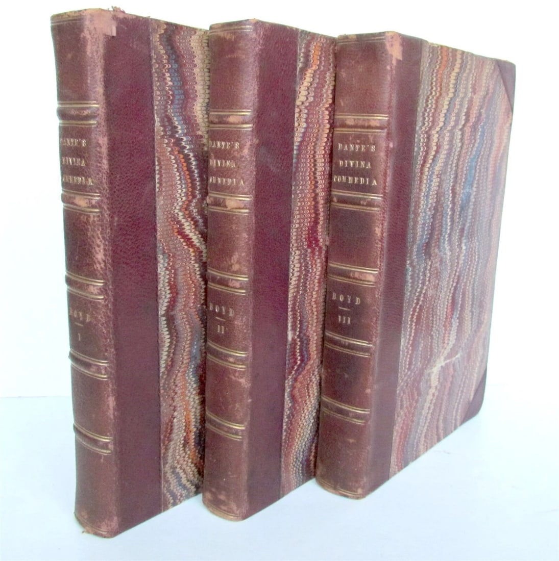 1802 DIVINA COMMEDIA of Dante Alighieri 1st ENGLISH EDITION antique 3 VOLUMES: The Divina Commedia of Dante Alighieri: Consisting of the Inferno-Purgatorio-and Paradiso, translated into English verse with preliminary essays, notes and illustrations by the Rev. Henry Boyd, A.M., 