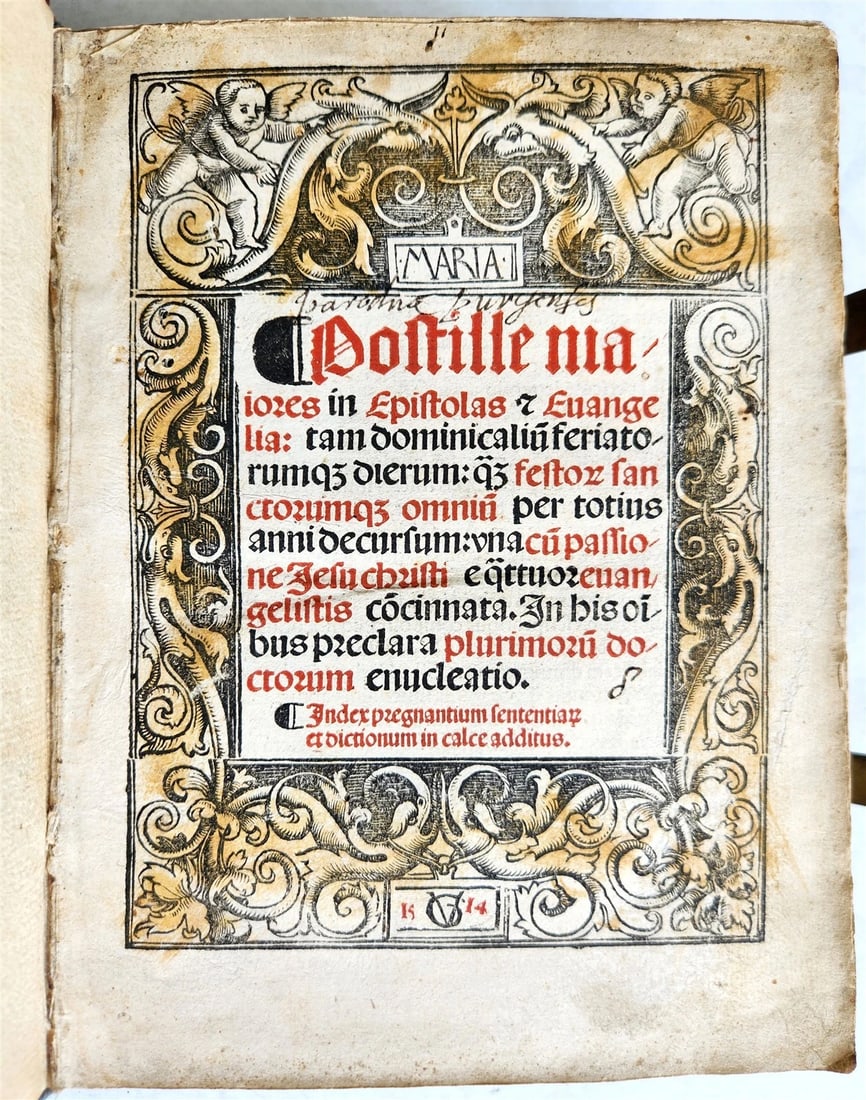 1514 POST-INCUNABULA ILLUSTRATED SWISS Basel antique Postilla maiores SCARCE (1 of 20)