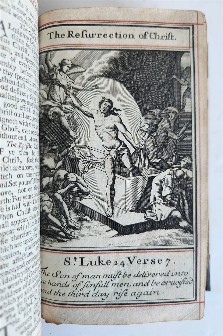 1715 BOOK of PSALMS antique in ENGLISH original binding w/ silver corners 18th C - 11