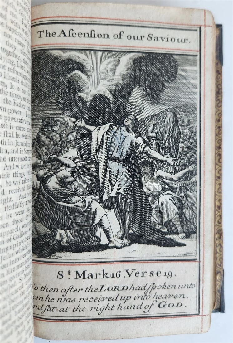 1715 BOOK of PSALMS antique in ENGLISH original binding w/ silver corners 18th C - 12