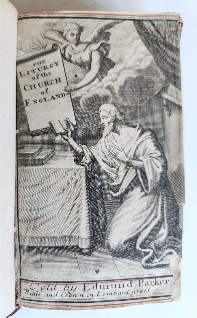 1715 BOOK of PSALMS antique in ENGLISH original binding w/ silver corners 18th C - 5