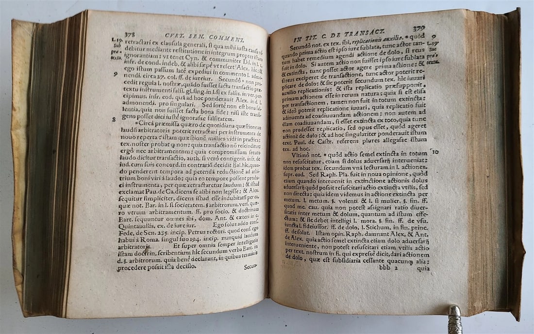 1586 LAW BOOK Tractatuum & Commentariorum de Transactionibus antique VELLUM - 10