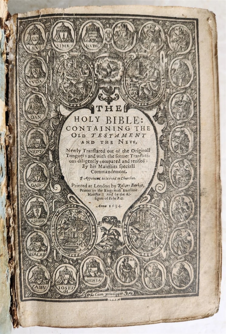 1634 BIBLE in ENGLISH King James antique ORIGINAL BINDING (1 of 14)