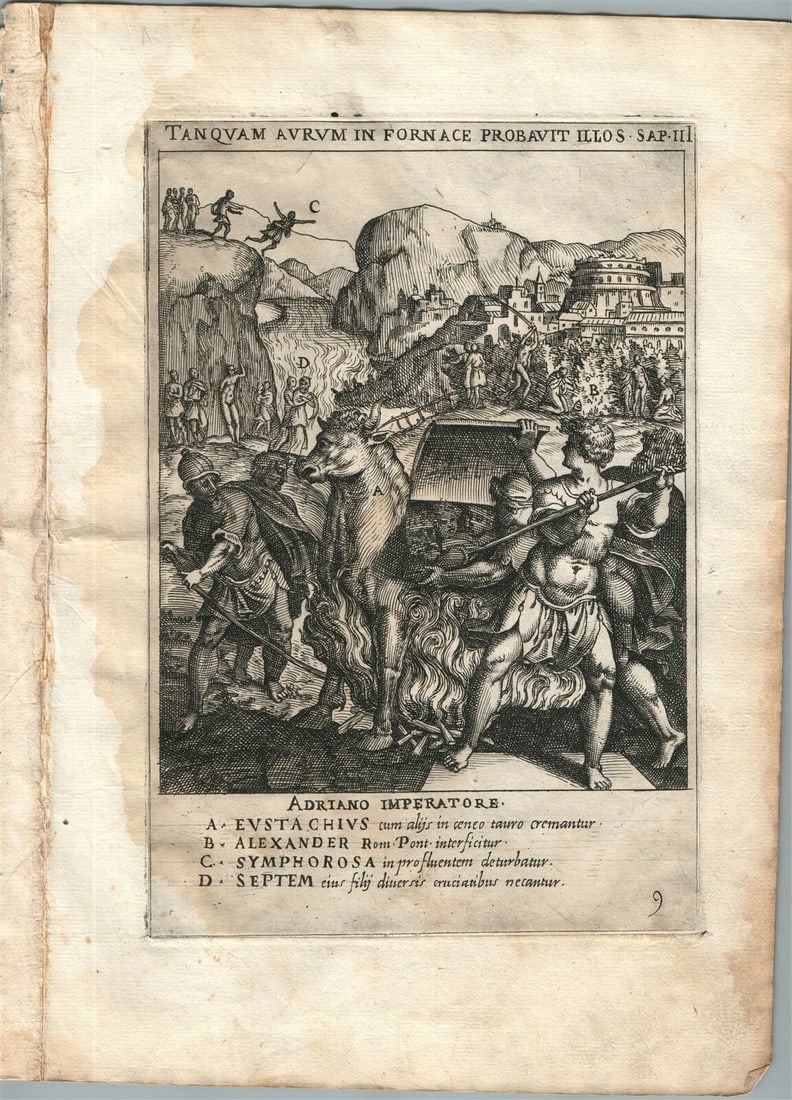 1585 ENGRAVING MARTYRDOM SCENE by CAVALIERI Ecclesiae militantis triumphi # 9 (1 of 2)
