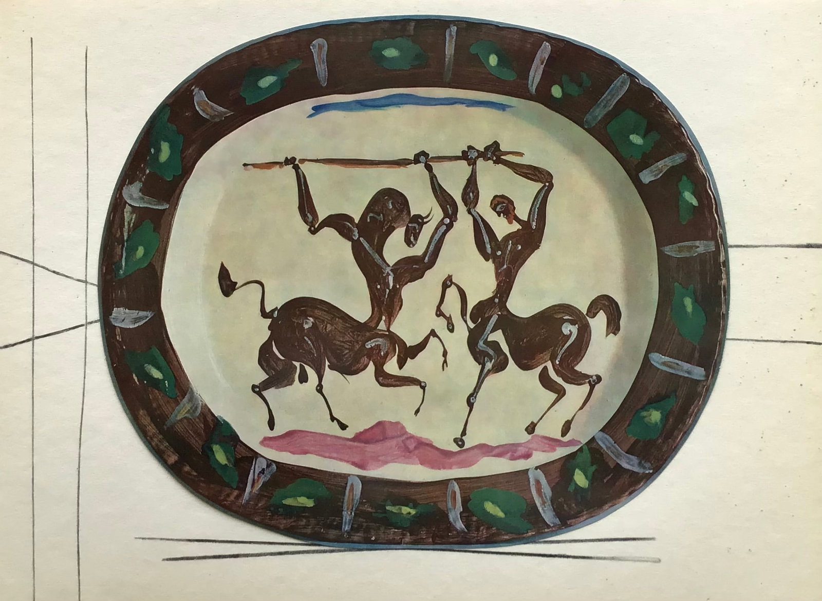 1950 Pablo Picasso Ceramics by Picasso 3: Artist: Pablo Picasso Country: Spain Title: Ceramics by Picasso 3 Medium: Offset Lithograph Marks: Not signed, not numbered Paper size: Vellum paper 15 x 11 inch Published:by? Skira 1950, Switzerland