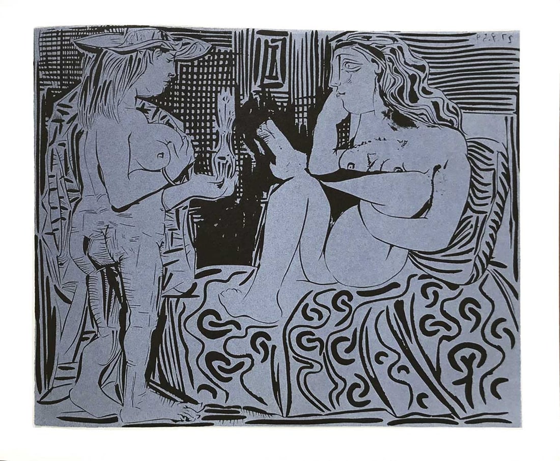 Panlo Picasso 12 Deux Femmes: Artist: Pablo Picasso Country: Spain Title: Deux Femmes Medium: Multichrome - 12 Marks: Not signed, not numbered Paper size 12.50 x 15 inch on heavy paper 350g Old Mill Bianco. Provenance: Picasso