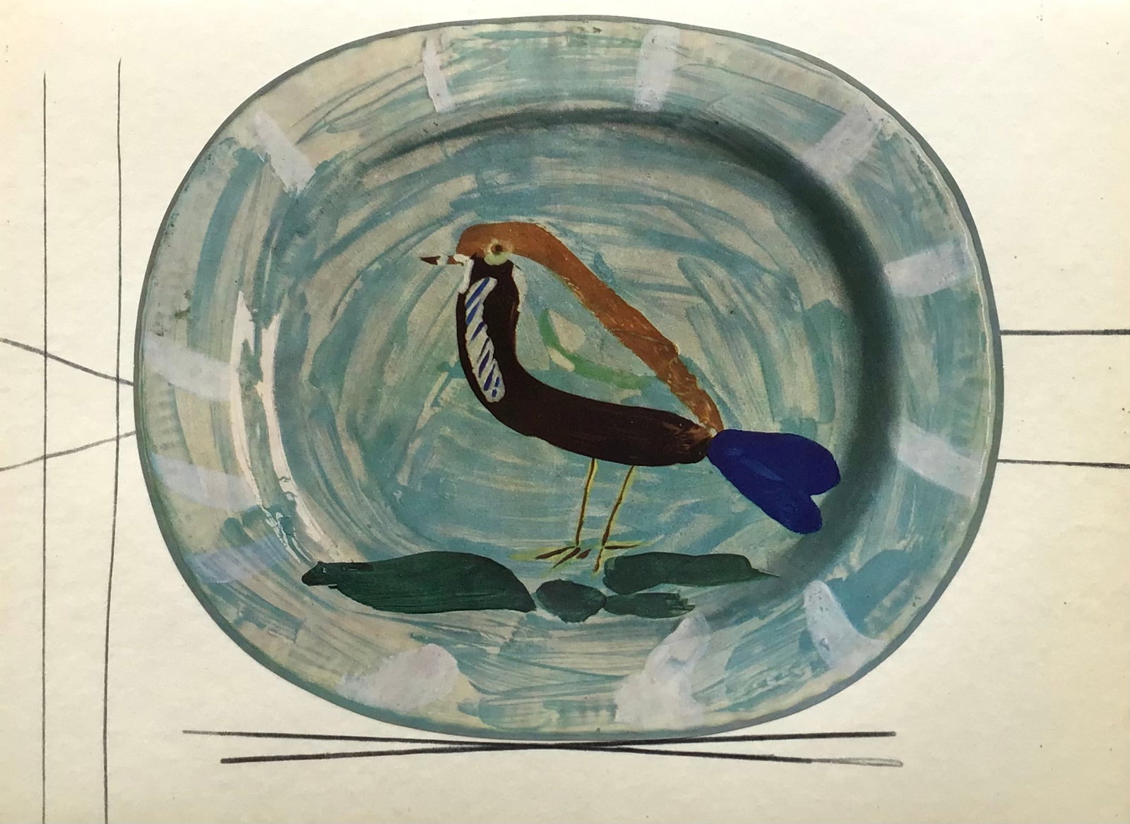 1950 Pablo Picasso Ceramics by Picasso 6: Artist: Pablo Picasso Country: Spain Title: Ceramics by Picasso 6 Medium: Offset Lithograph Marks: Not signed, not numbered Paper size: Vellum paper 15 x 11 inch Published: by Skira, 1950,