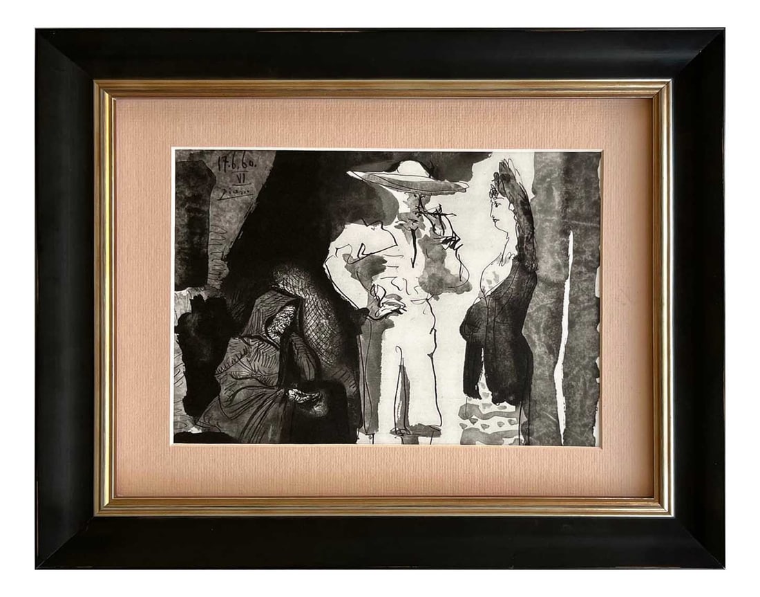 Pablo Picasso Los Toros 99 Picador and Women-1 Framed: Title: Picador and Women-1 Artist: Pablo Picasso Country: Spain Medium: Heliogravure - 99 Marks: Signed in plate, not numbered Paper Size: 9.75 x 12.50 inches Printed: 1961 by Draeger Freres, France P