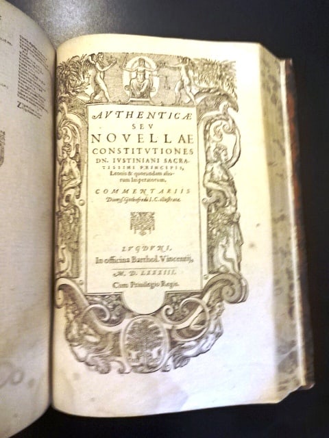1583 Law Book Justinian Laws Leather Binding - 5