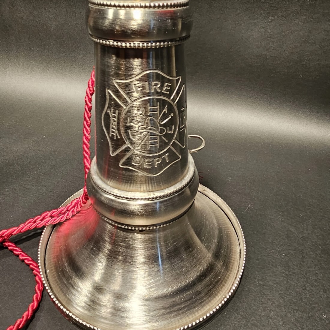 16 1/2" Silver Fireman Presentation Speaking Trumpet - 3