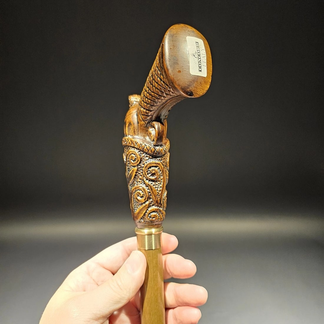 Wood Walking Cane With Gun Handle - 3