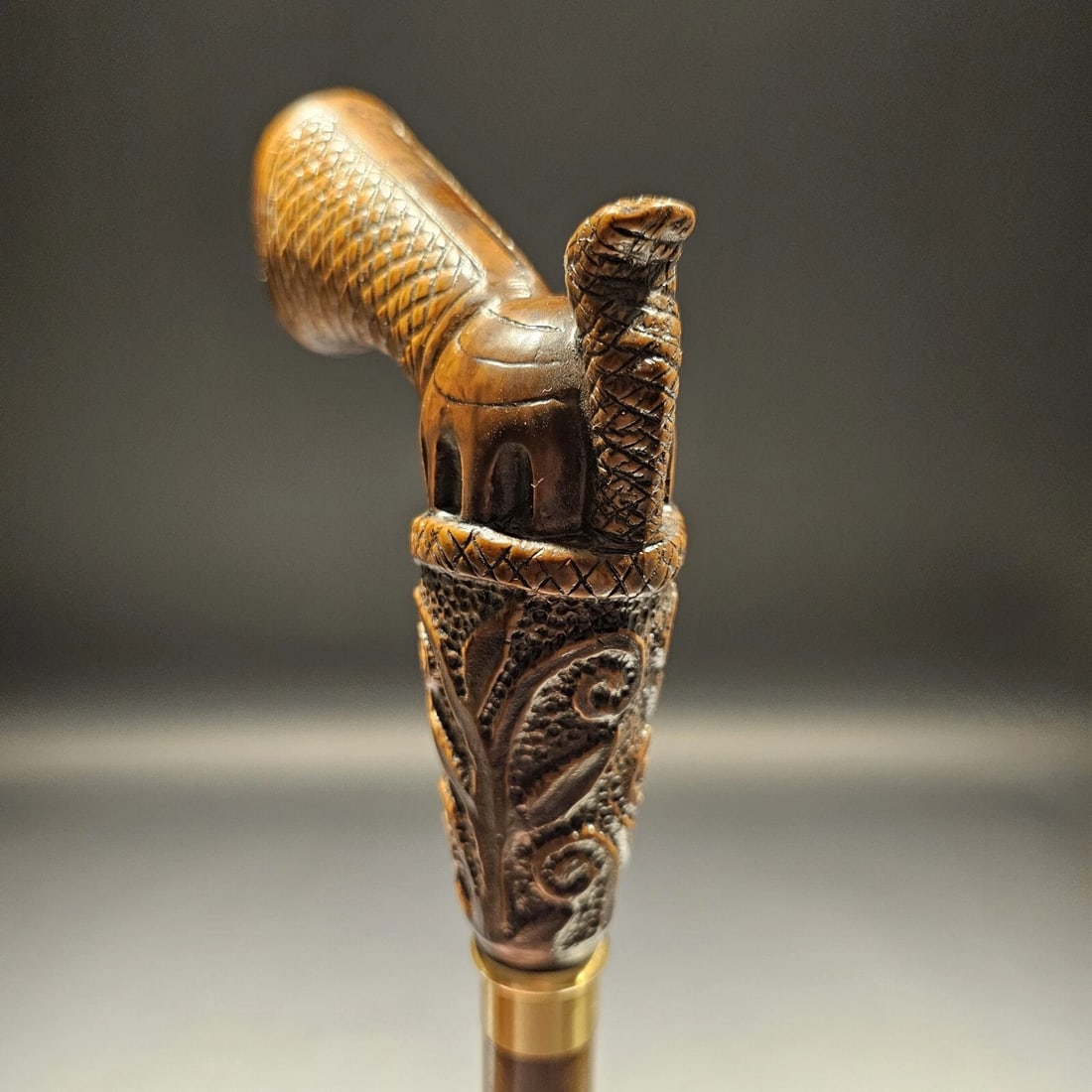 Wood Walking Cane With Gun Handle - 7