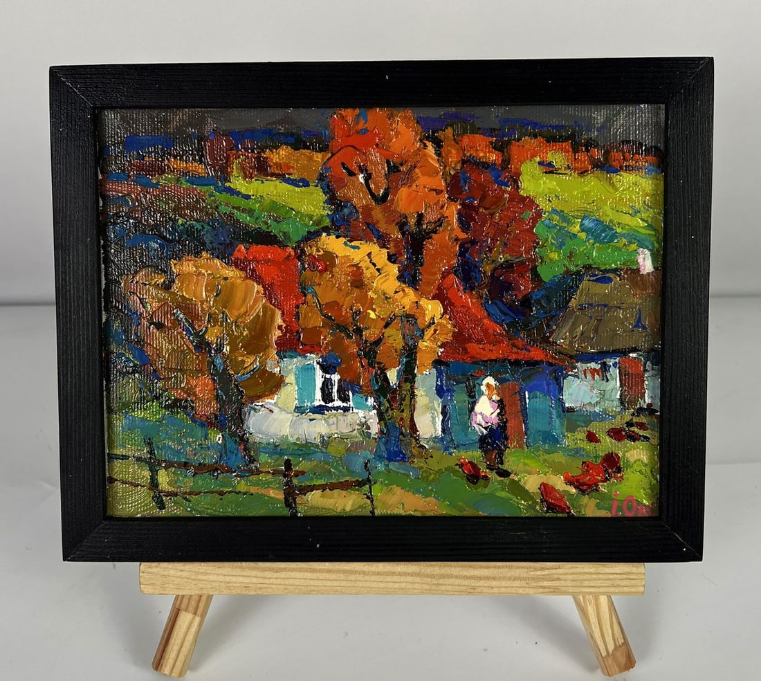 Oil painting Crimson autumn in the village Oksana Ivanyuk: NoAAA6220*** ABOUT THIS PAINTING **** TITLE: "Crimson autumn in the village"* ARTISTS: Oksana Ivanyuk* SIZE: 15x20 cm/5.90x7.87 inches'* MEDIUM: oil, canvas* HAND PAINTED: Original painting from our c
