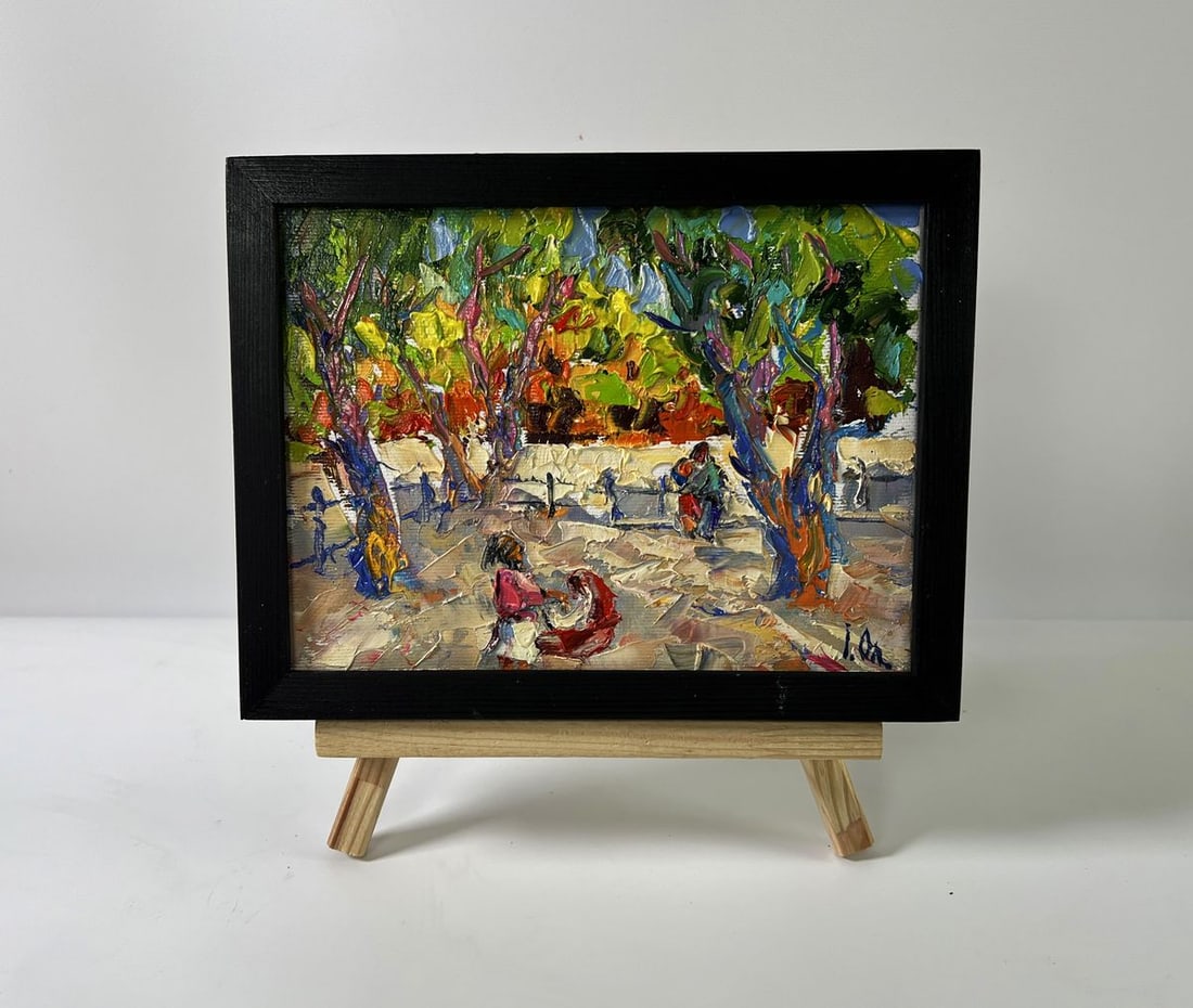 Oil painting On a walk in the city park Oleksiy Ivanyuk: NoAAA5895*** ABOUT THIS PAINTING **** TITLE: "On a walk in the city park"* ARTISTS: Oleksiy Ivanyuk* SIZE: 15x20 cm/5.90x7.87 inches'* MEDIUM: oil, canvas* HAND PAINTED: Original painting from our col