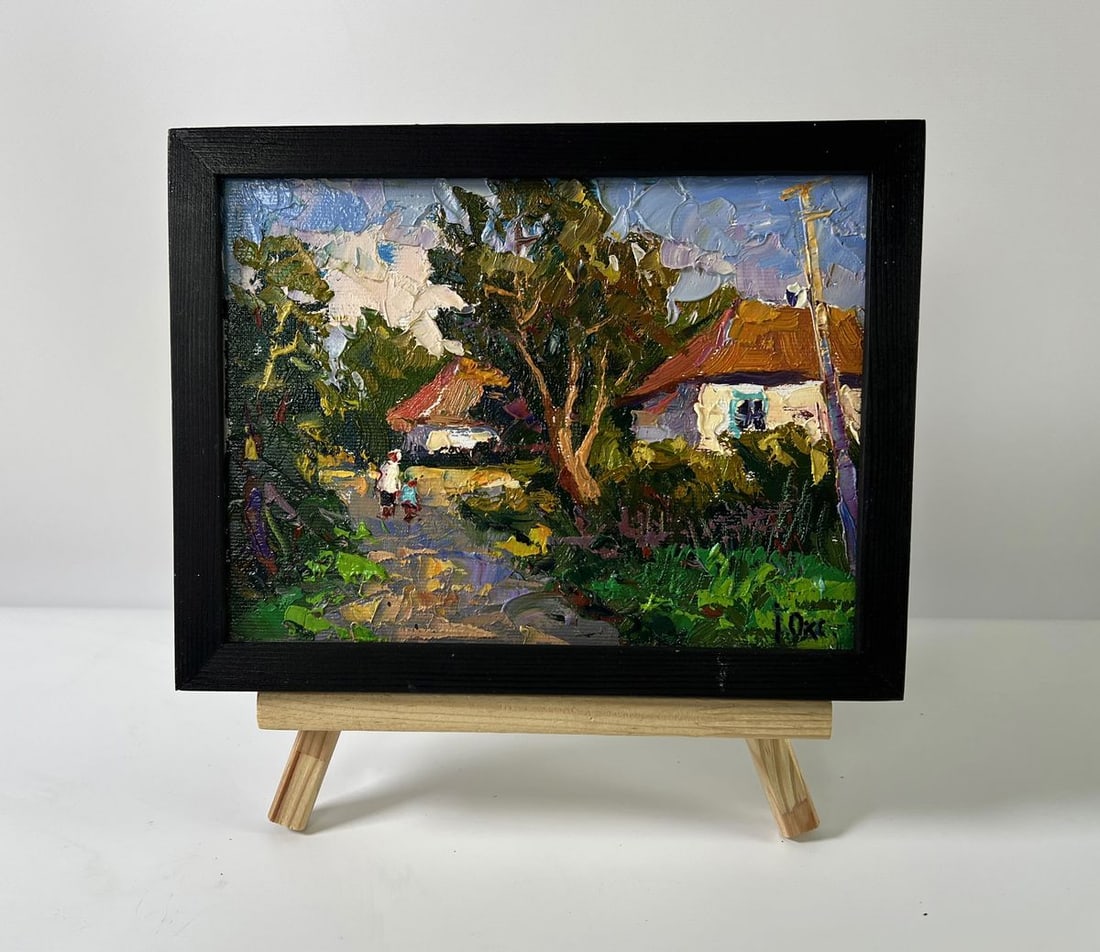 Oil painting Street in the village Oksana Ivanyuk: NoAAA5898*** ABOUT THIS PAINTING **** TITLE: "Street in the village"* ARTISTS: Oksana Ivanyuk* SIZE: 15x20 cm/5.90x7.87 inches'* MEDIUM: oil, canvas* HAND PAINTED: Original painting from our collectio