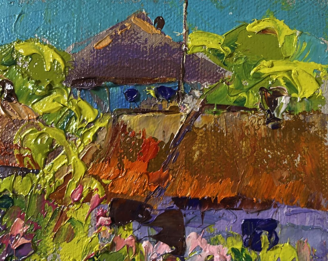 Oil painting Bloom and light between buildings Oleksiy Ivanyuk - 4