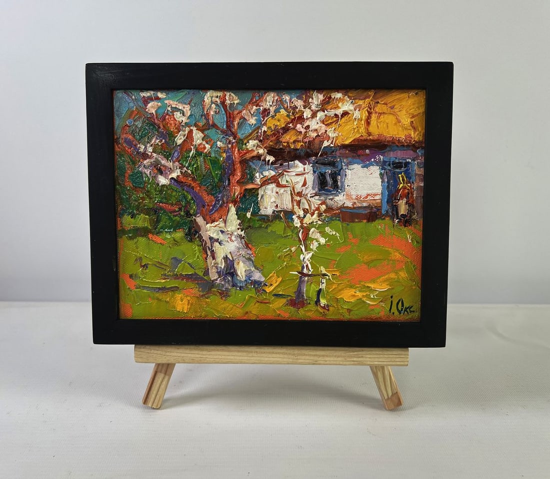 Oil painting Quiet comfort beneath the spreading tree Oksana Ivanyuk: NoAAA5385The Oil painting on Canvas titled "Quiet comfort beneath the spreading tree" captures the serene essence of rural life, invoking a deep sense of warmth, nostalgia, and tranquility. Executed w